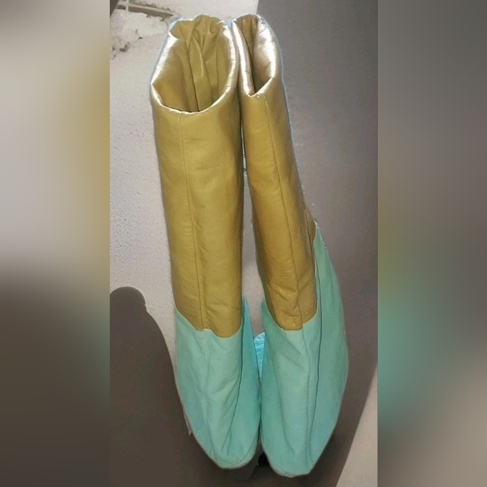 Two-Tone Leather Heeled Boots